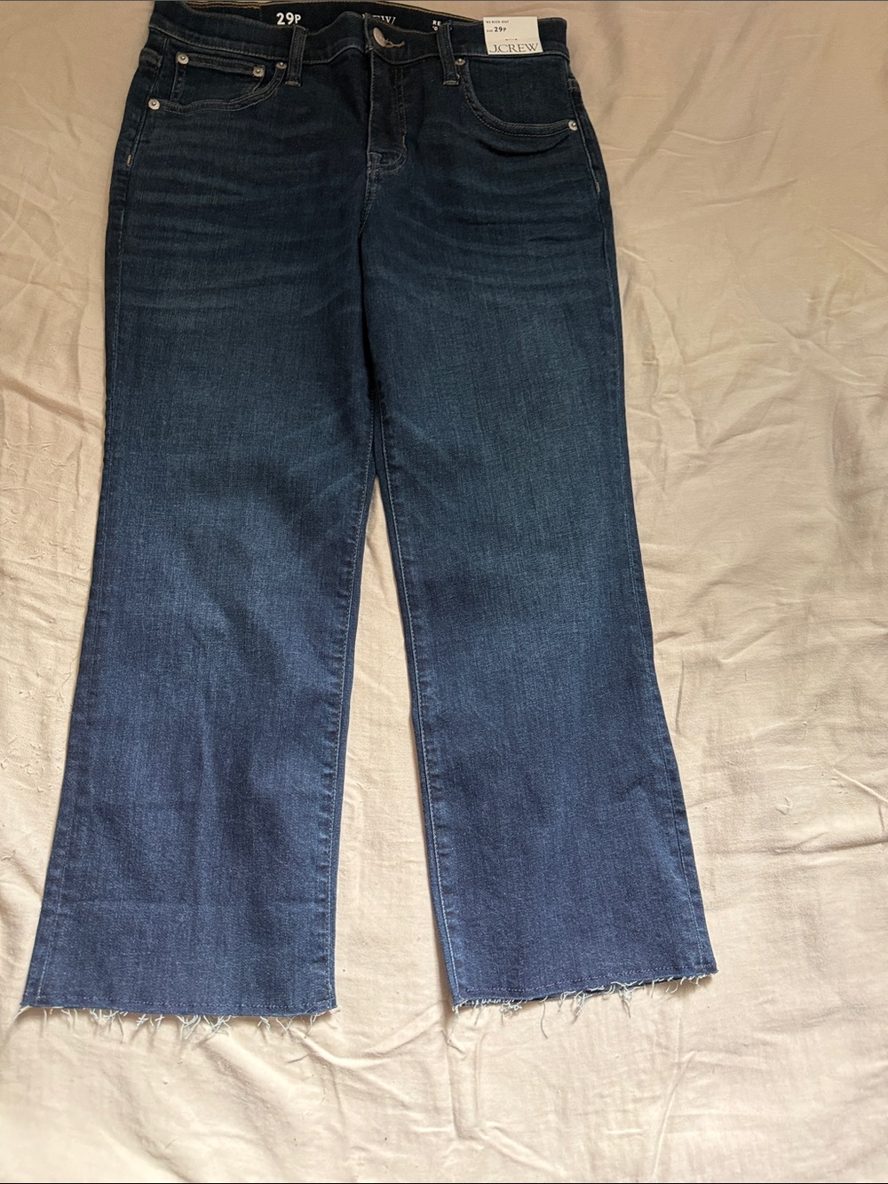 J. Crew Dark Blue Wide-Leg Jeans with Raw Hem